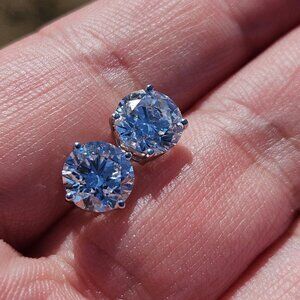 14K White Gold 4 Prong Lab Grown Created 3.00 TCW Diamond Earrings Studs